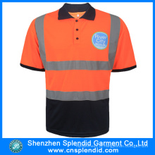 Custom Mens Fluorescência 3m Reflective Safety Polo Uniform